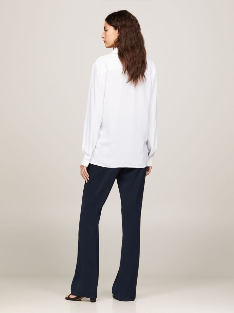 White Fluid Crepe Regular Fit Shirt  Women