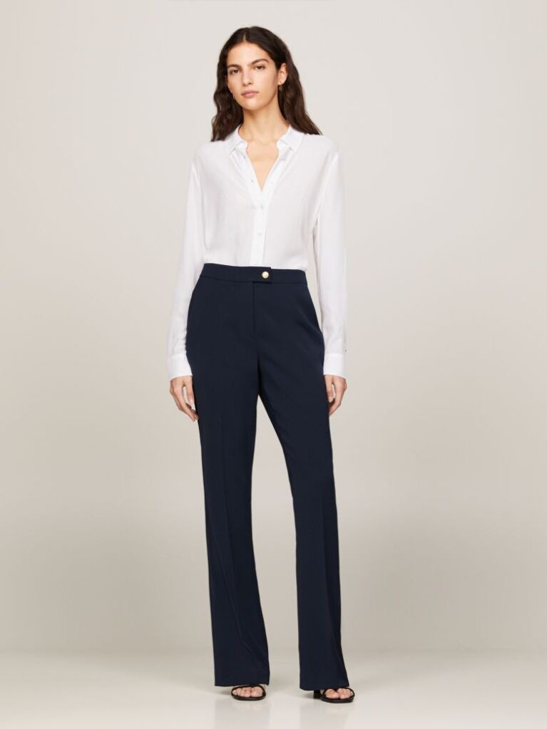 White Fluid Crepe Regular Fit Shirt  Women