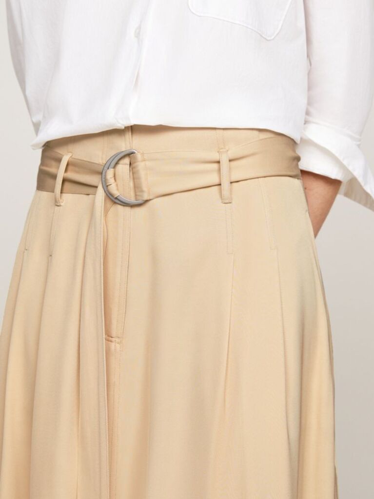 Beige Belted Utility Midi Skirt  Women