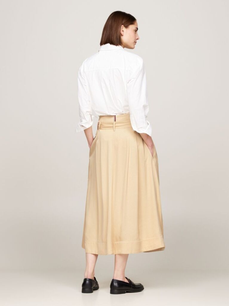 Beige Belted Utility Midi Skirt  Women
