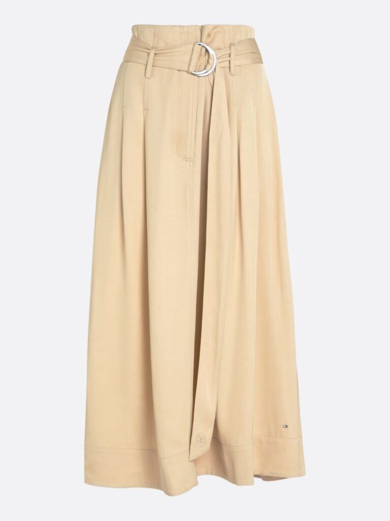 Beige Belted Utility Midi Skirt  Women