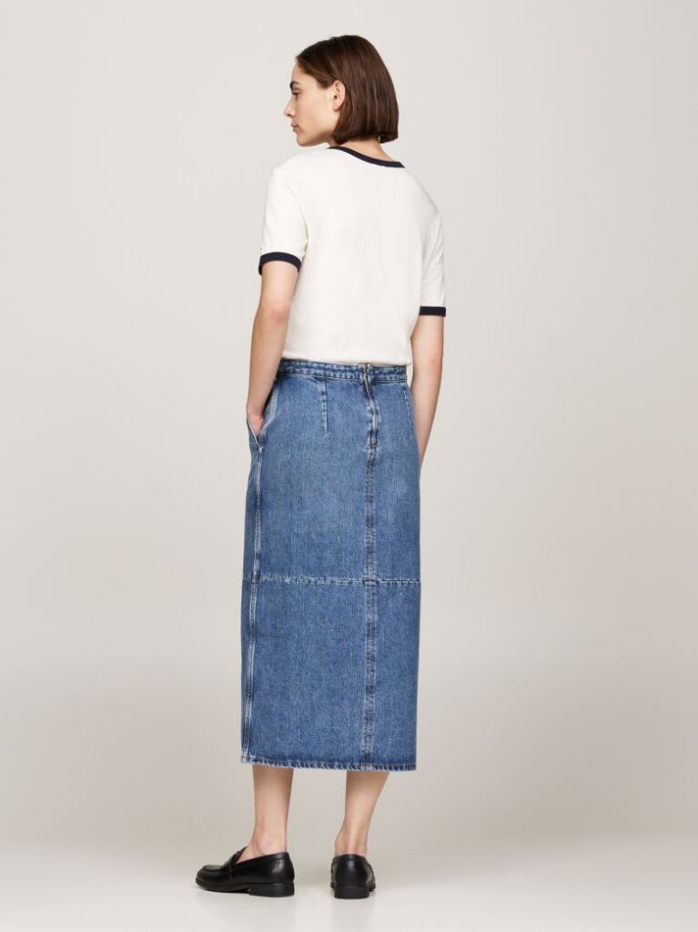 Denim High Rise Slim Denim Midi Skirt  Women