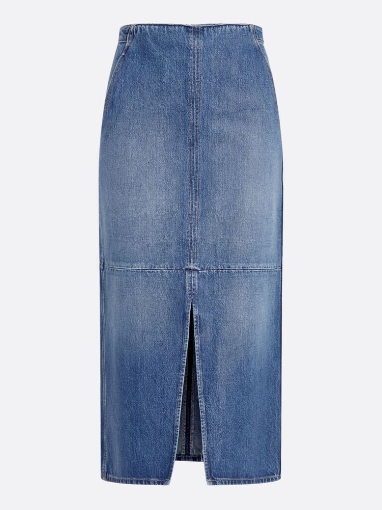 Denim High Rise Slim Denim Midi Skirt  Women