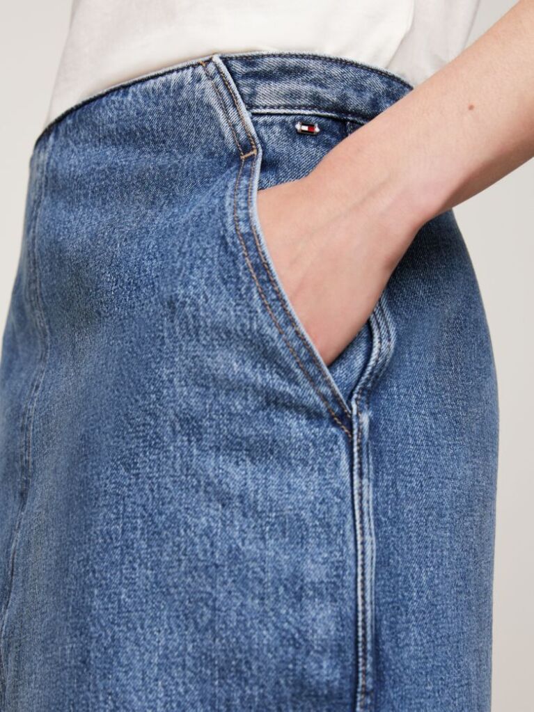 Denim High Rise Slim Denim Midi Skirt  Women