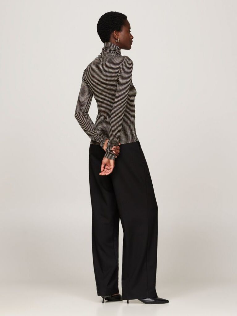 Multi Metallic Stripe Roll Neck Slim Jumper  Women
