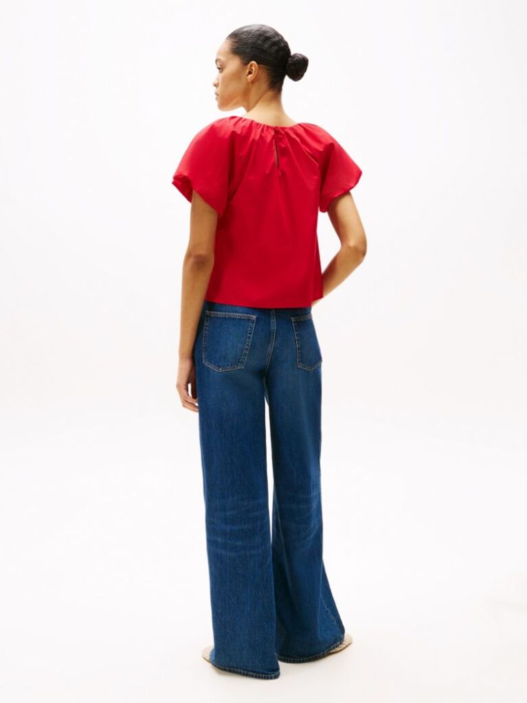 Red Regular Fit Short Sleeve Blouse  Women