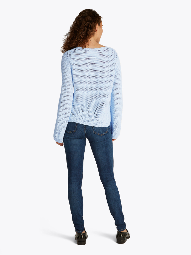 Blue Pointelle Crochet Jumper  Women