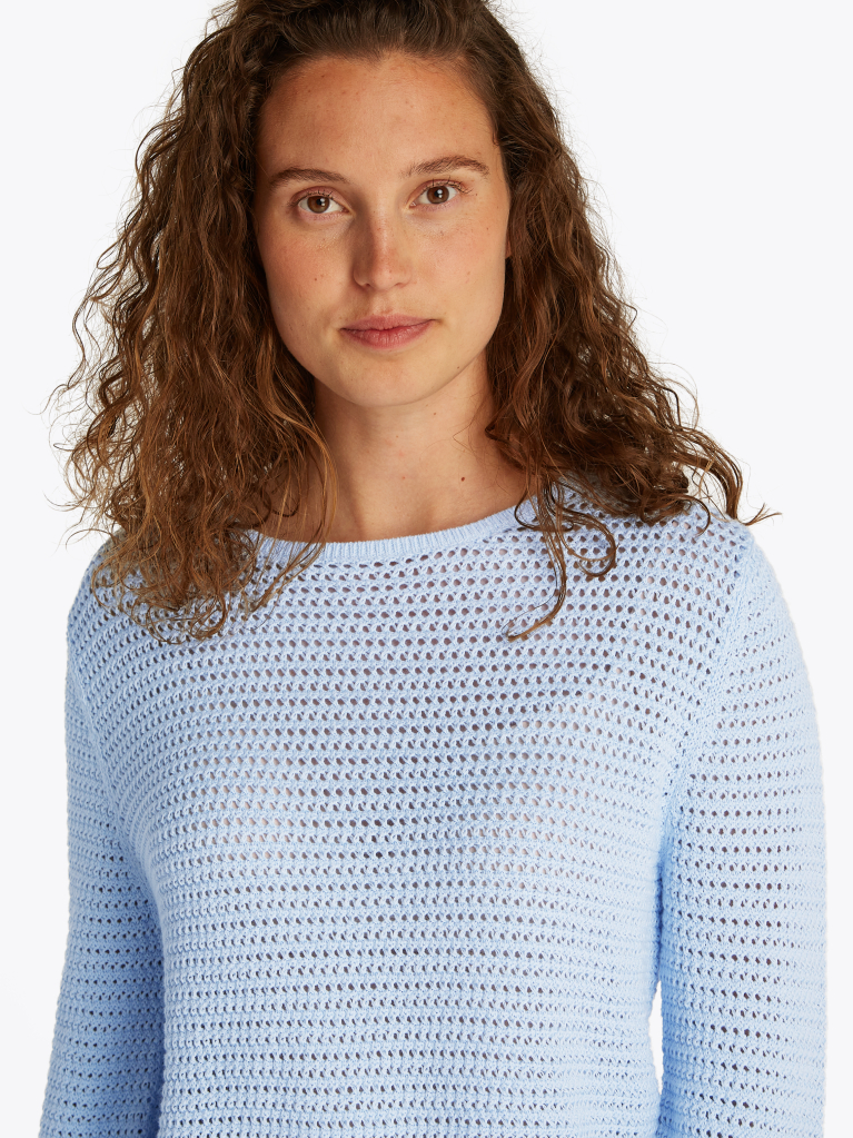 Blue Pointelle Crochet Jumper  Women
