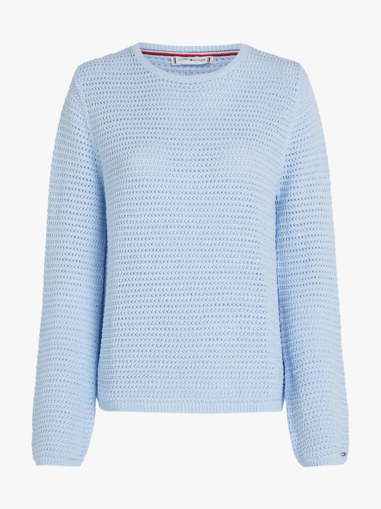 Blue Pointelle Crochet Jumper  Women