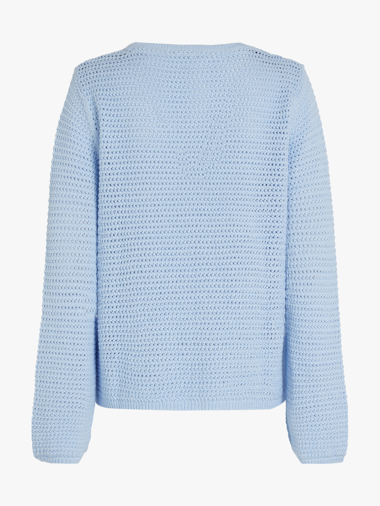 Blue Pointelle Crochet Jumper  Women