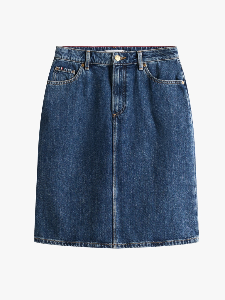 Μπλε Denim Φούστα Με Κανονική Μέση Σε Ίσια Γραμμή  Γυναίκες