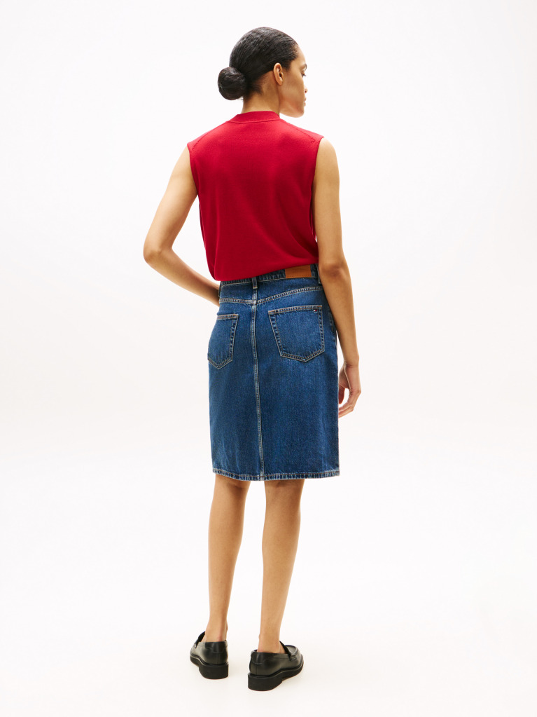 Μπλε Denim Φούστα Με Κανονική Μέση Σε Ίσια Γραμμή  Γυναίκες