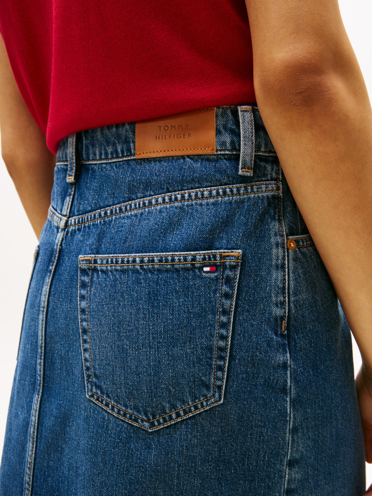 Μπλε Denim Φούστα Με Κανονική Μέση Σε Ίσια Γραμμή  Γυναίκες