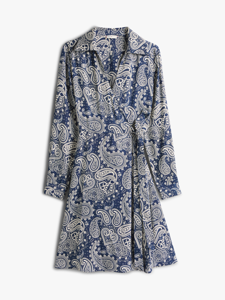Multi Relaxed Long Sleeve Mini Wrap Dress  Women