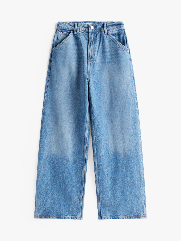 Blue Mid Rise Loose Wide Leg Jeans  Women