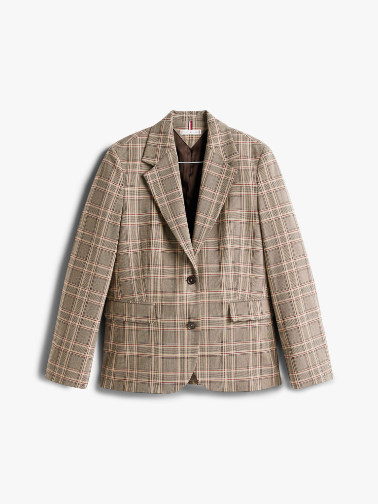 Multi Άνετο Καρό Blazer Με Μονή Σειρά Κουμπιών  Γυναίκες