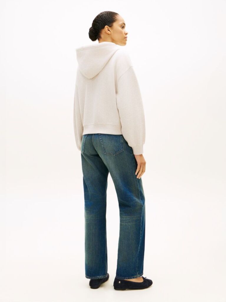 Beige Terry Relaxed Zip-Thru Hoody  Women