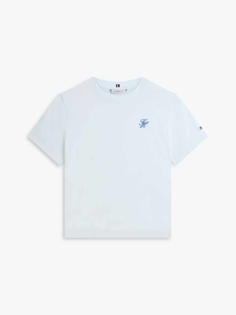 Μπλε T-Shirt Με Κλασική Λαιμόκοψη Και Κεντητό Λογότυπο  Γυναίκες