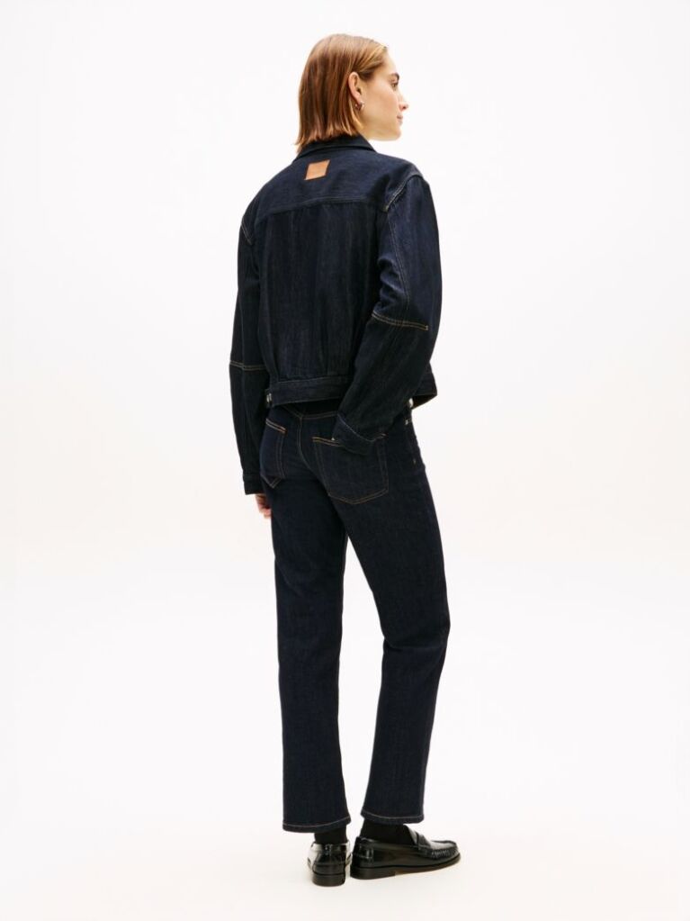 Μπλε Denim Τζάκετ Με Κεντημένη Σημαία Και Πιέτες  Γυναίκες