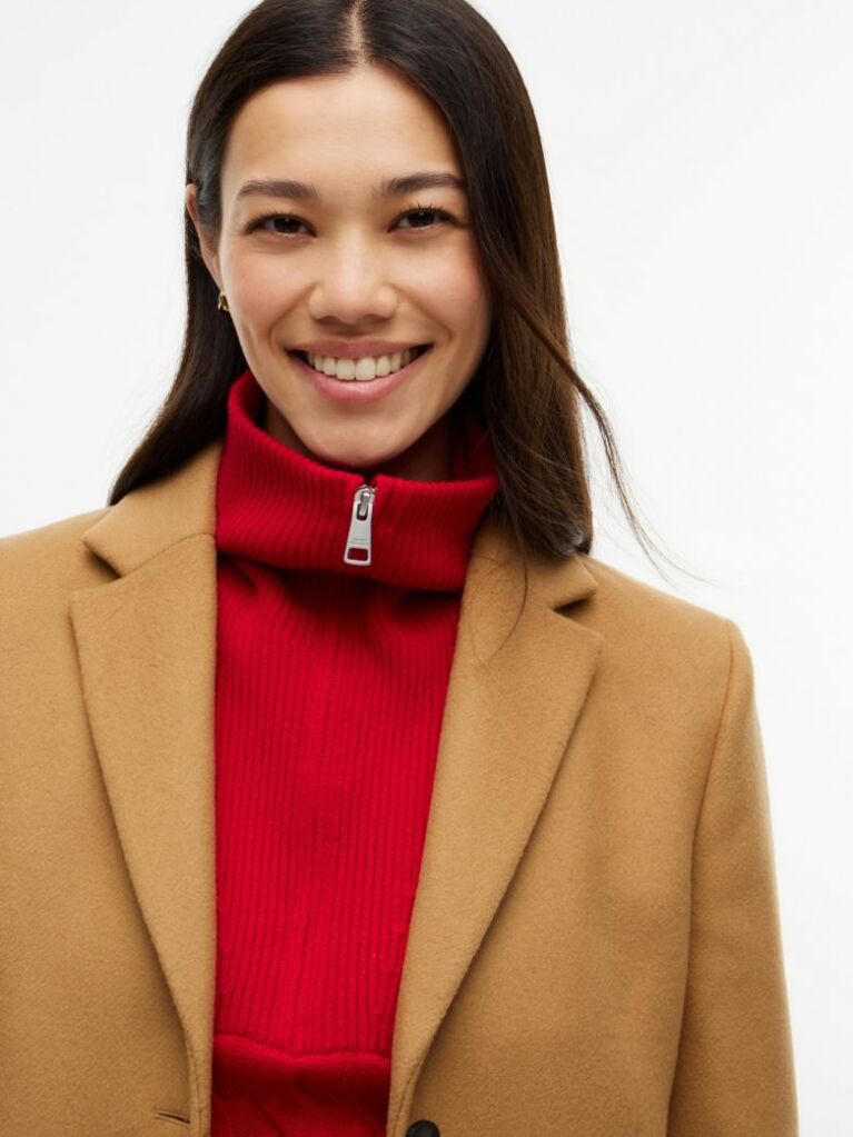 Brown Manteco Wool Blend Slim Single Breasted Coat  Women