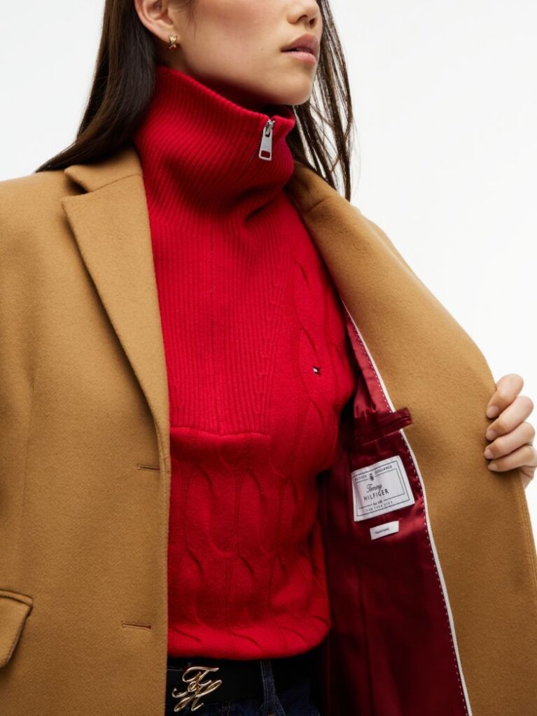 Brown Manteco Wool Blend Slim Single Breasted Coat  Women