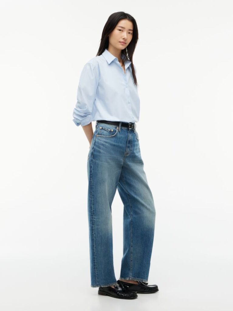 Blue Quinn Mid Rise Barrel Faded Jeans  Women