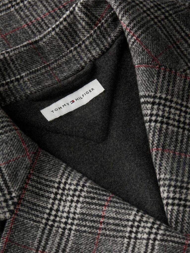 Grey Double-Faced Wool Blend Check Belted Coat  Women