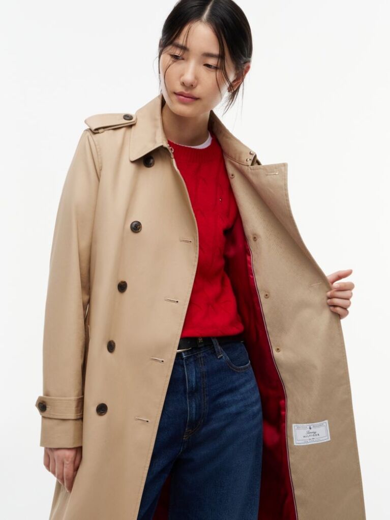 Beige Buckle Belt Double Breasted Trench Coat  Women