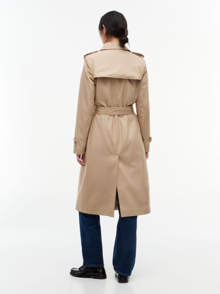 Beige Buckle Belt Double Breasted Trench Coat  Women