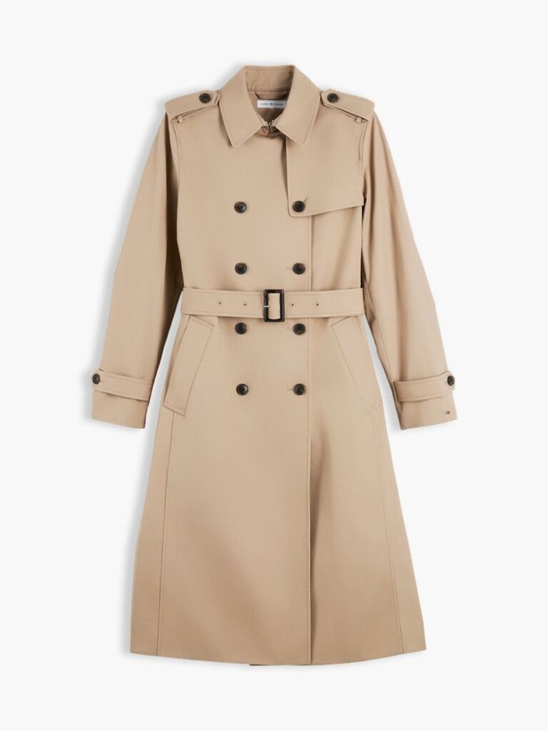 Beige Buckle Belt Double Breasted Trench Coat  Women