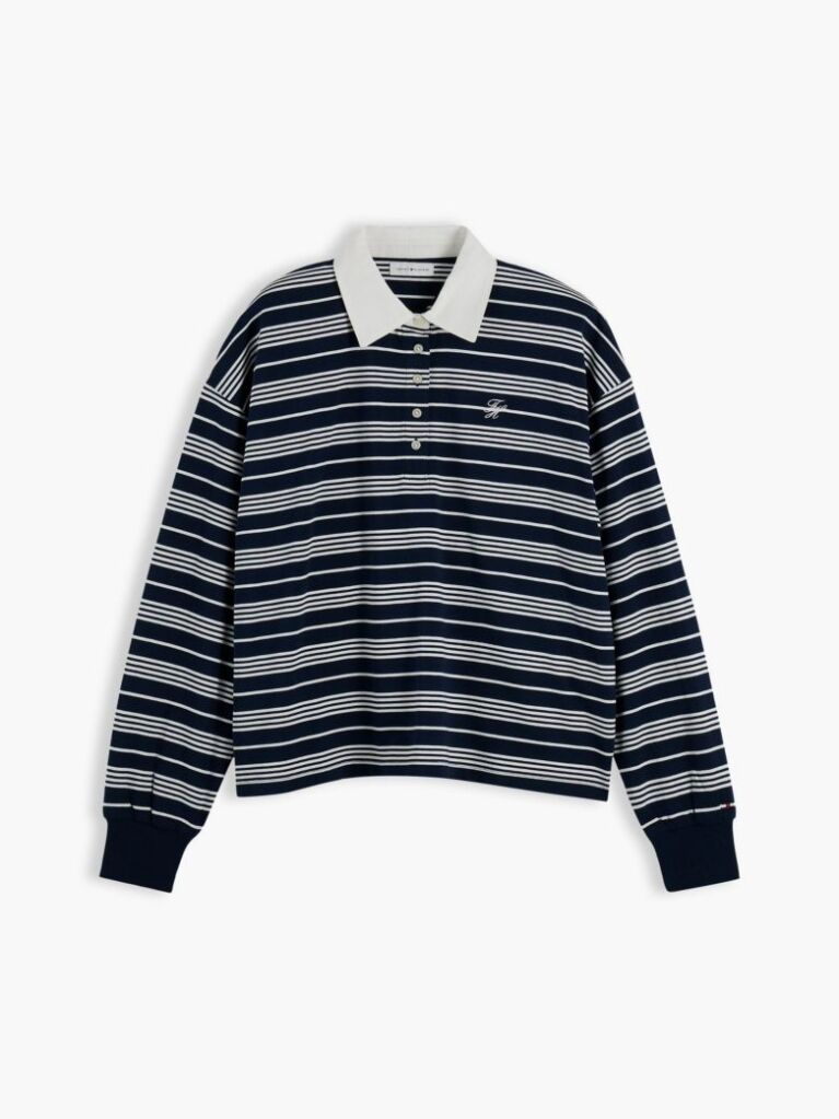 Multi Rugby Stripe Relaxed Polo Sweatshirt  Women