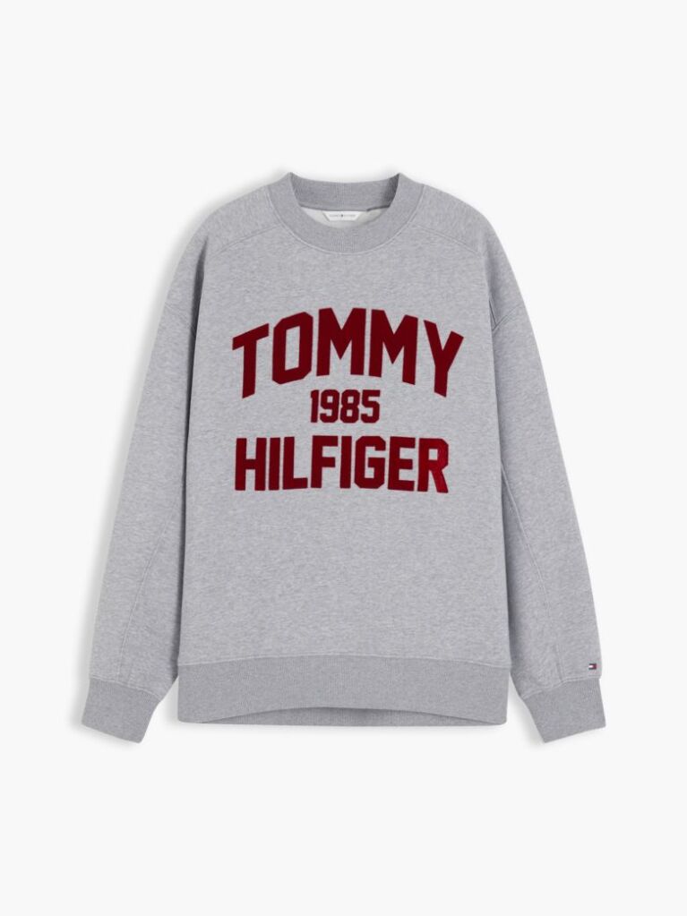 Γκρι Oversized Φούτερ Με Varsity Λογότυπο   Γυναίκες