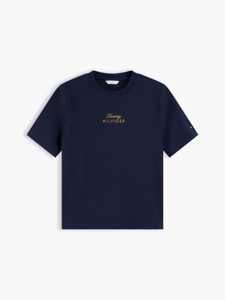 Blue Logo Embroidery Crew Neck T-Shirt  Women