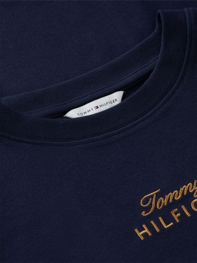 Blue Logo Embroidery Crew Neck T-Shirt  Women