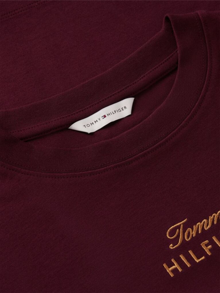 Red Logo Embroidery Crew Neck T-Shirt  Women