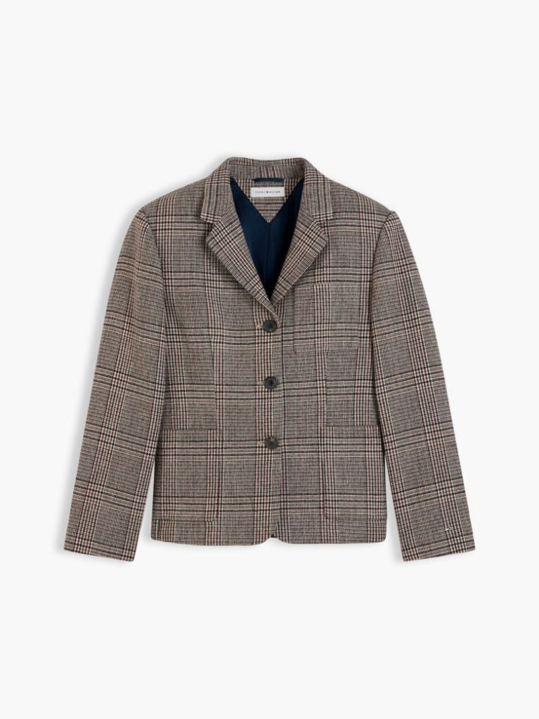 Multi Regular Fit Wool Blend Check Blazer  Women