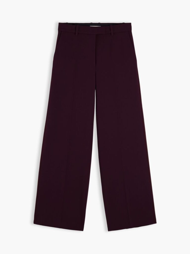 Red Straight Wide Leg Tuxedo Trousers  Women