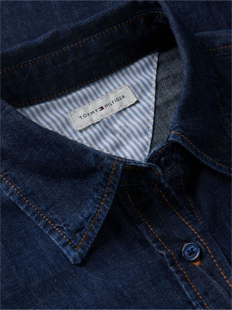 Μπλε Άνετο Denim Πουκάμισο Με Κεντητό Λογότυπο  Γυναίκες