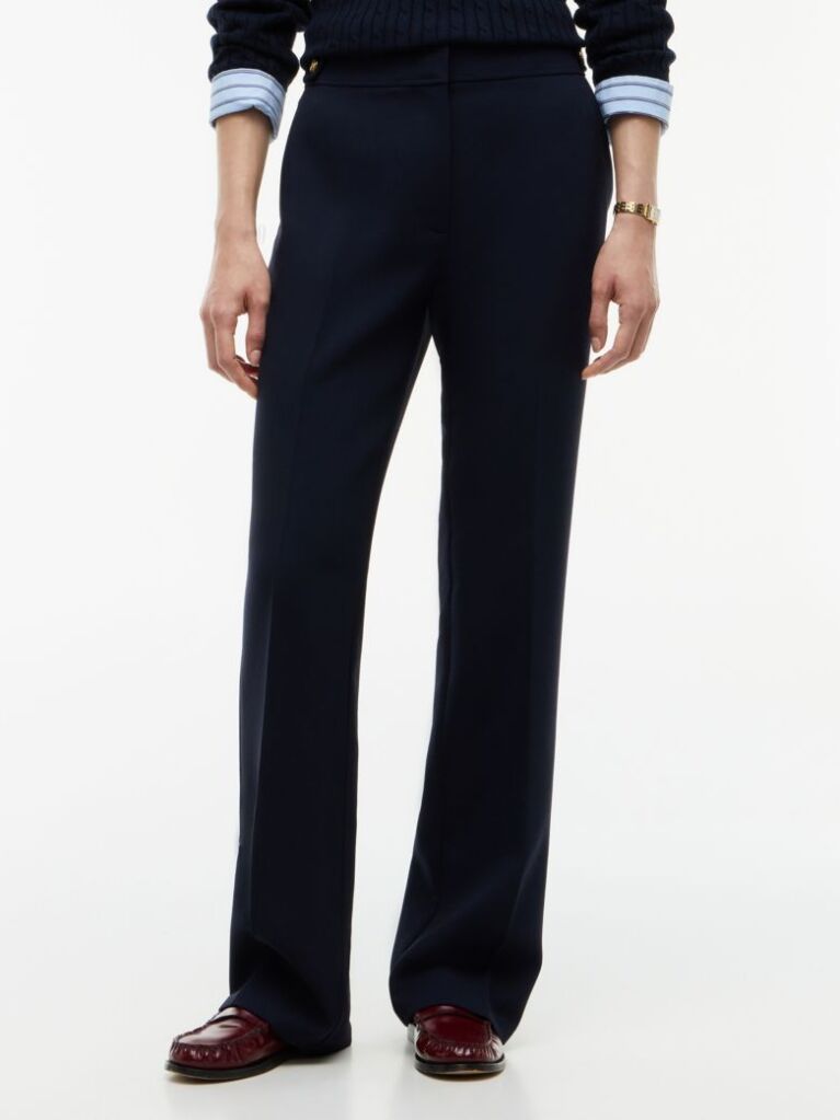 Μπλε Slim Παντελόνι Με Χρυσά Κουμπιά Σε Bootcut Γραμμή  Γυναίκες