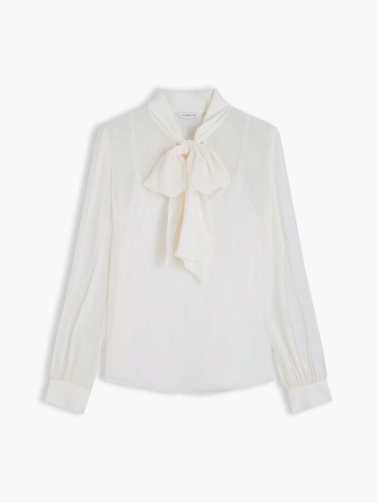 Beige Regular Fit Crinkle Georgette Bow Blouse  Women